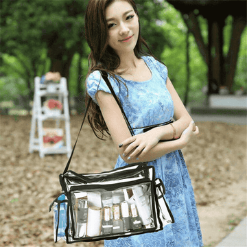 Transparent Cosmetic Storage Bag with Shoulder Strap